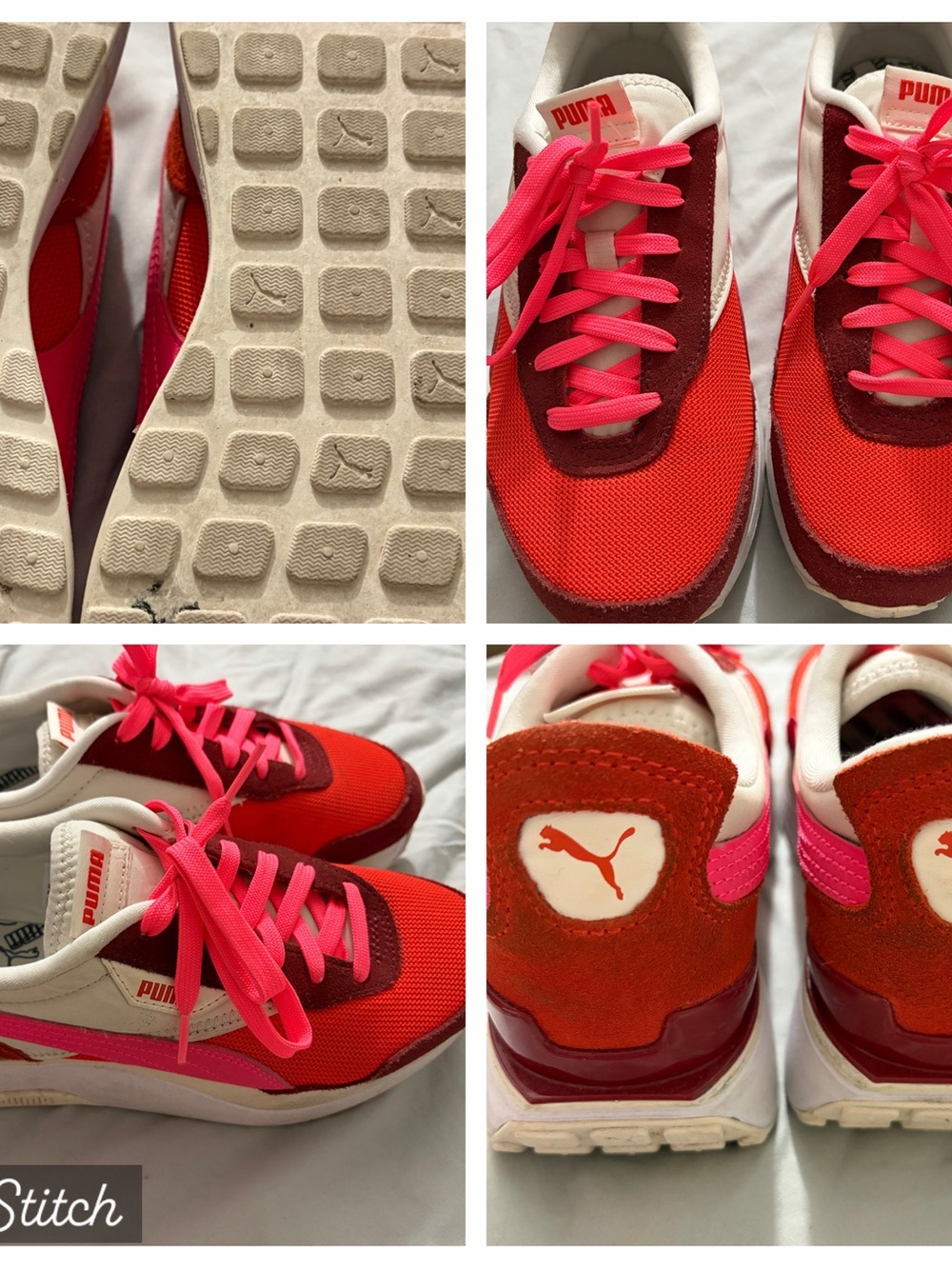Puma Women's Red and Hot Pink Retro Runner Sneakers